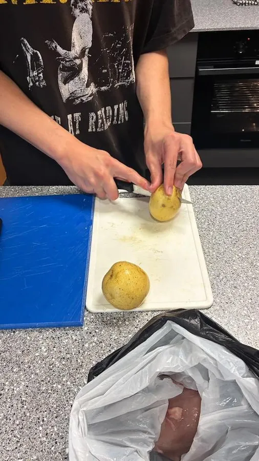 Preparing potatoes for cooking