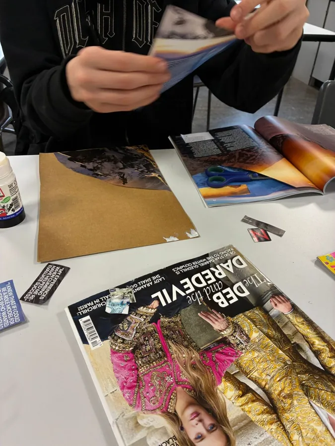 Craft session with magazine cut-outs